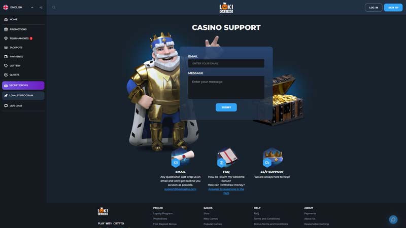 loki-casino support screenshot