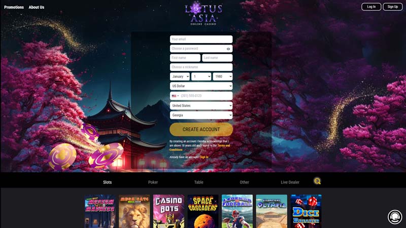 lotus-asia-casino lobby screenshot