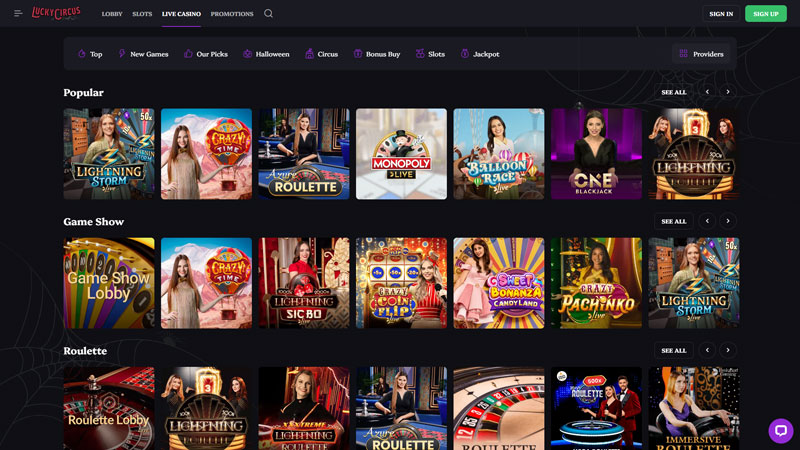 lucky-circus live screenshot