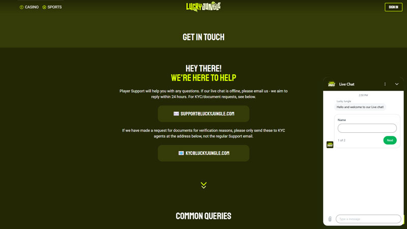 lucky-jungle support screenshot