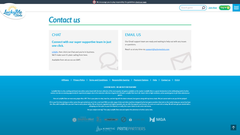 luckyme-slots support screenshot