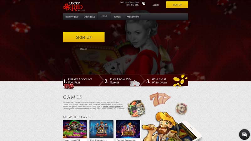 luckyred-casino lobby screenshot