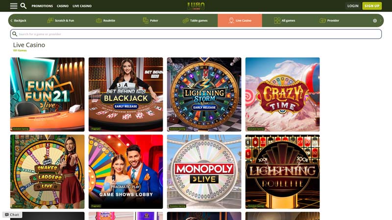 lumo-casino live screenshot