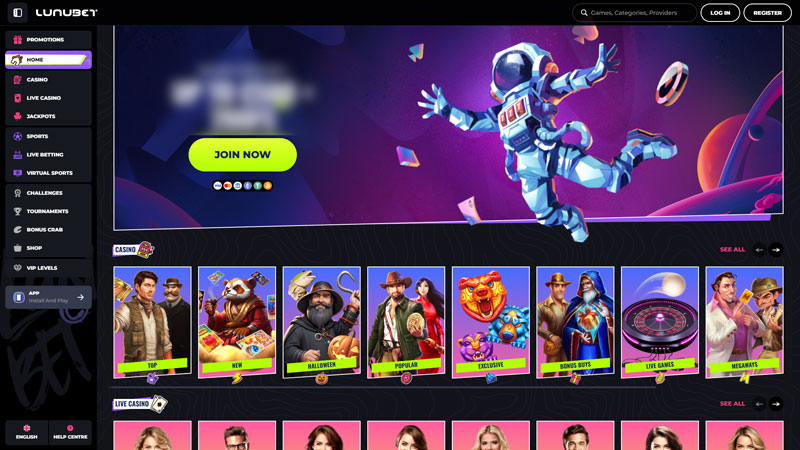 lunubet lobby screenshot