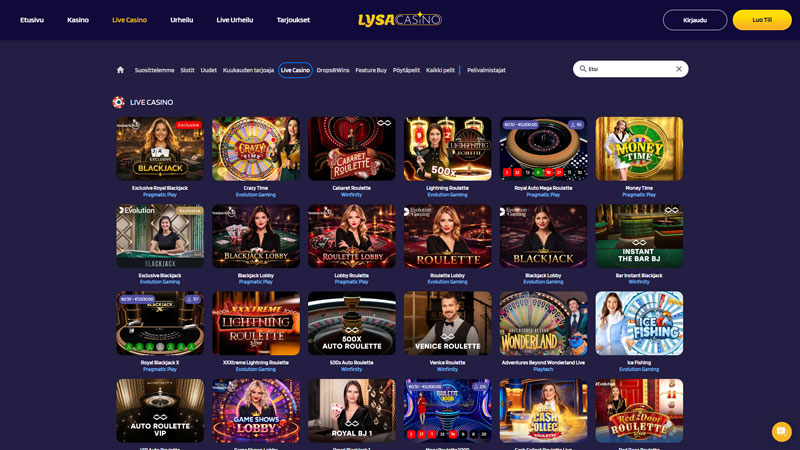 lysacasino live screenshot