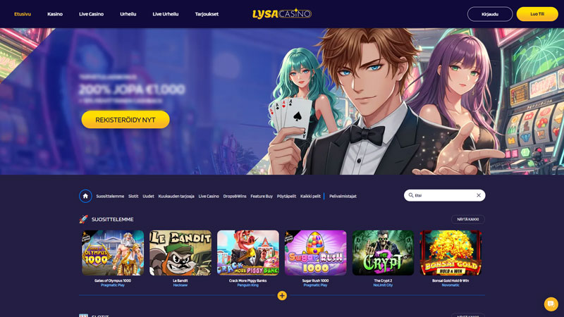 lysacasino lobby screenshot