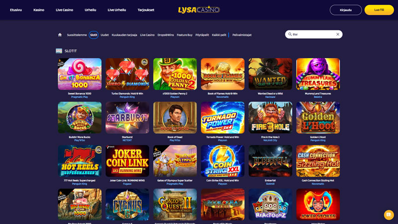 lysacasino slots screenshot