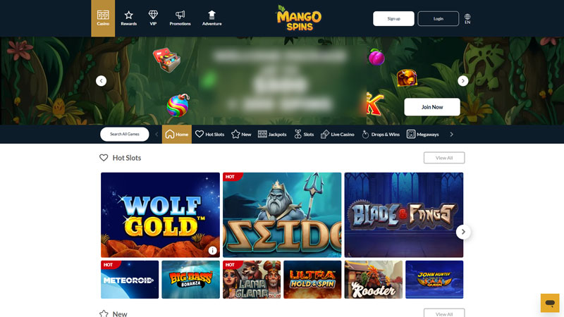 mango-spins lobby screenshot