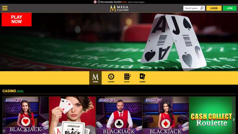 mega-casino lobby screenshot