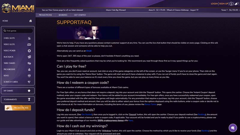 miami-club-casino support screenshot