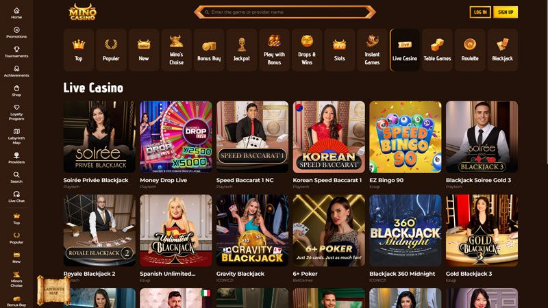 mino-casino live screenshot