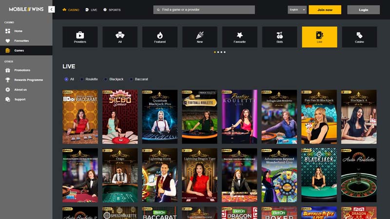 mobile-wins-casino live screenshot