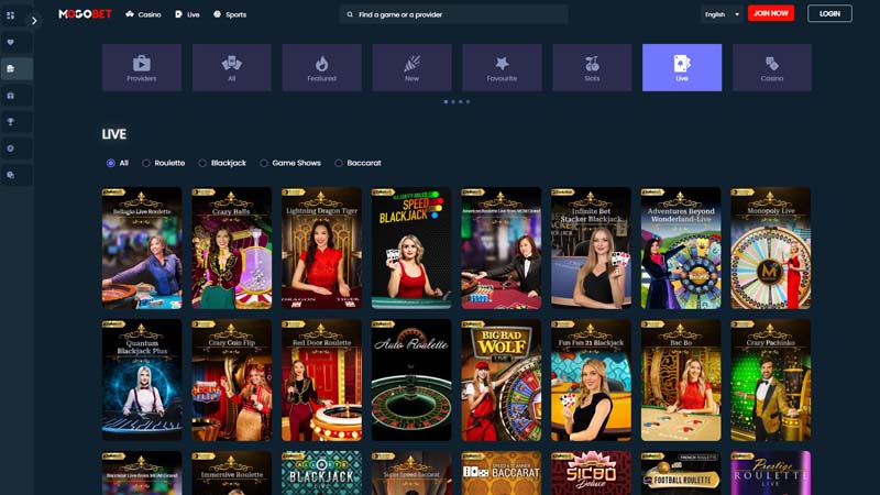 mogobet live screenshot