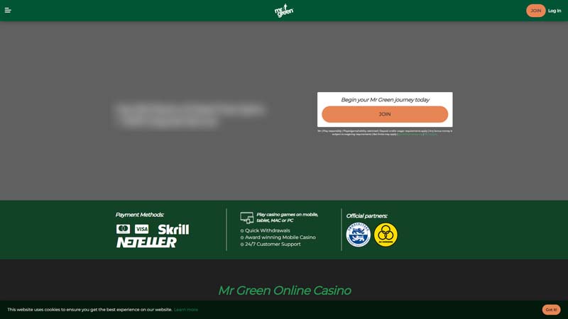 mr-green-casino lobby screenshot
