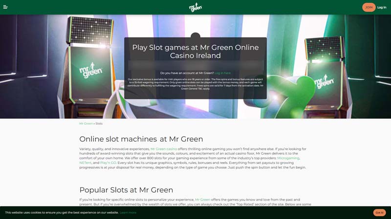 mr-green-casino slots screenshot