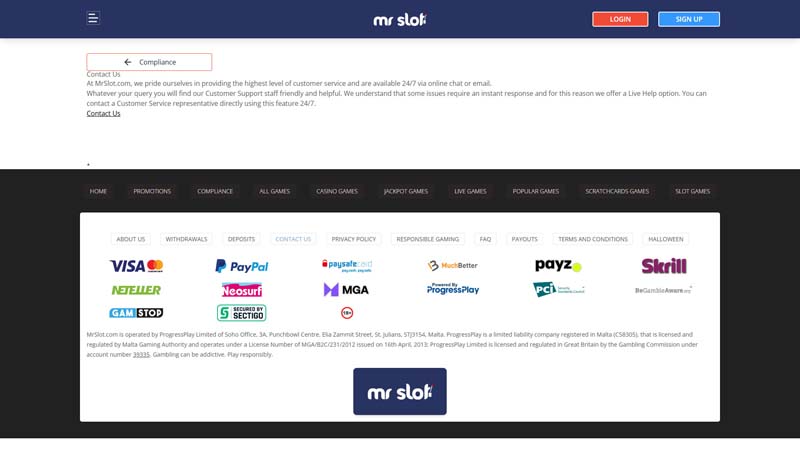 mr-slot-casino support screenshot