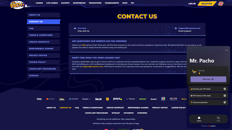 mrpacho support screenshot