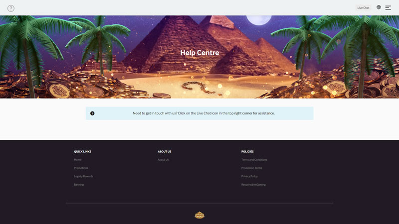 mummys-gold-casino support screenshot