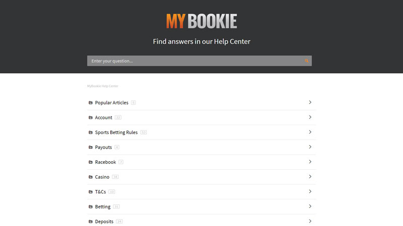 mybookie support screenshot