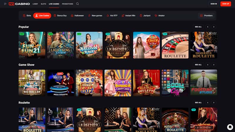 n1-casino live screenshot