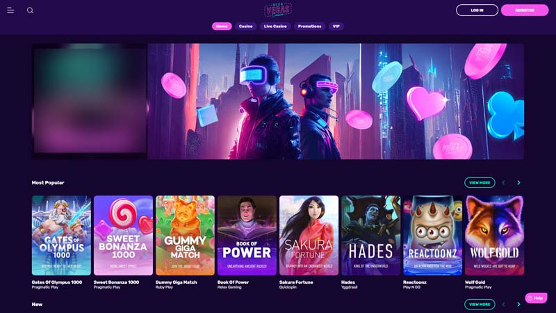 neon-vegas lobby screenshot