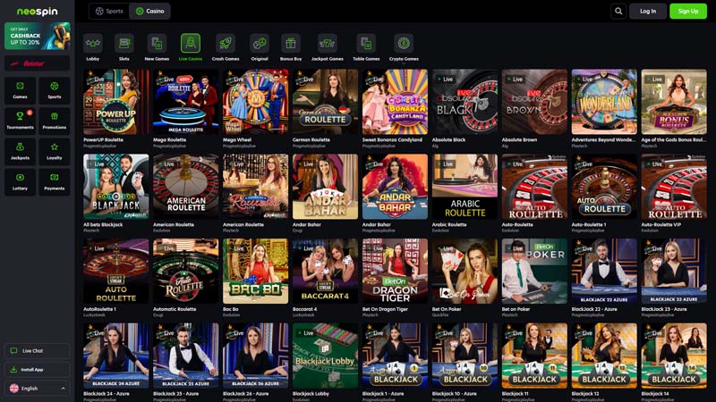 neospin live screenshot