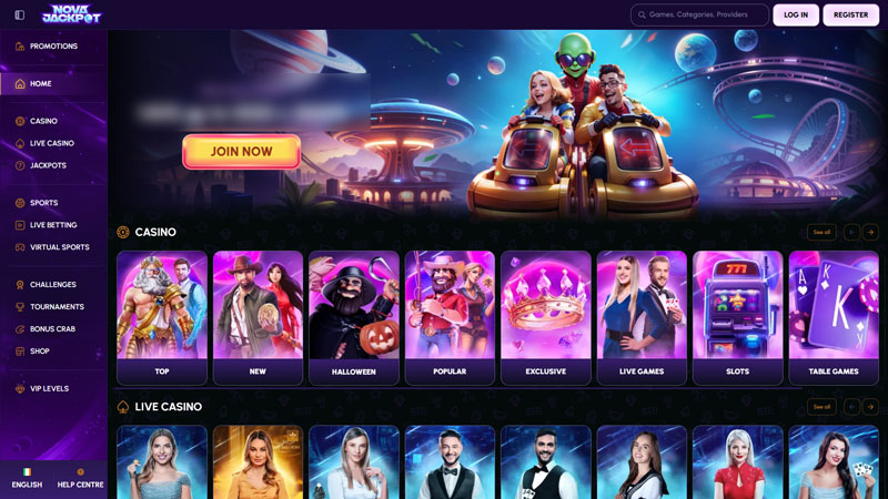 novajackpot lobby screenshot