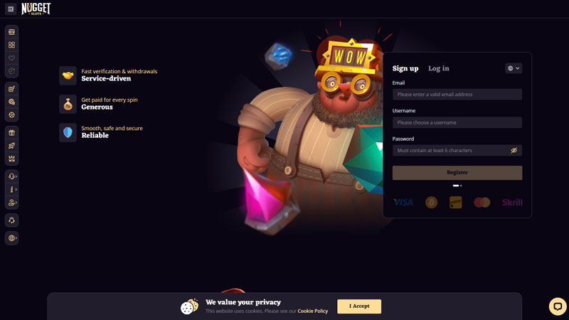 nuggetslots lobby screenshot