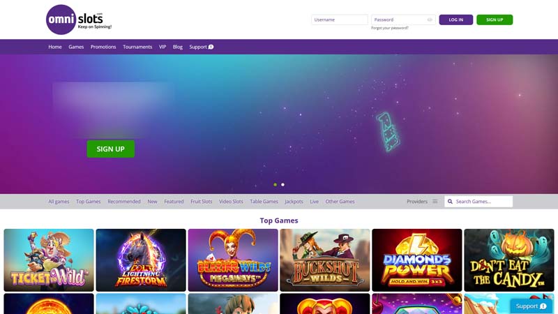 omni-slots-casino lobby screenshot