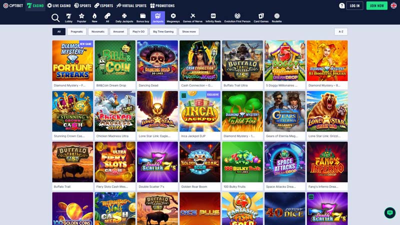 optibet-casino slots screenshot