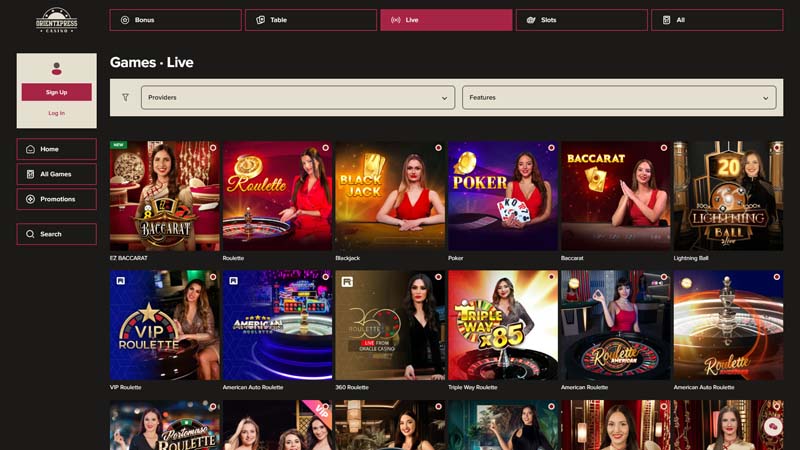 orientxpress-casino live screenshot
