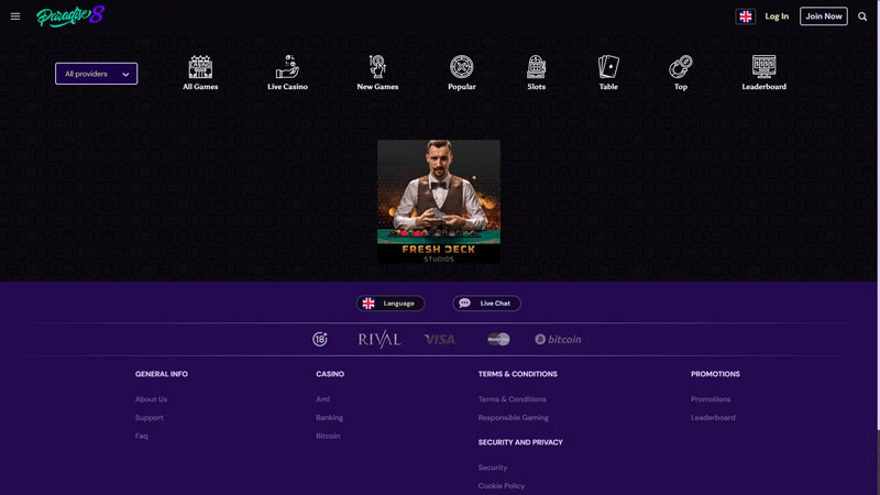 paradise-8 live screenshot