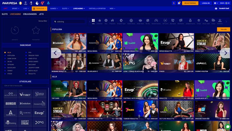 paripesa live screenshot