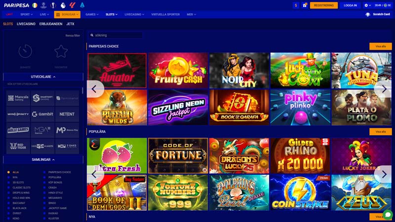 paripesa slots screenshot