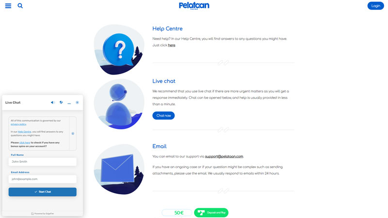 pelataan support screenshot