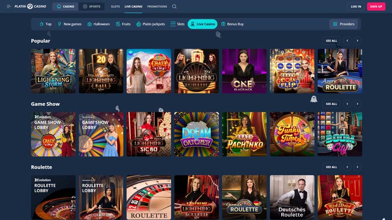 platin-casino live screenshot