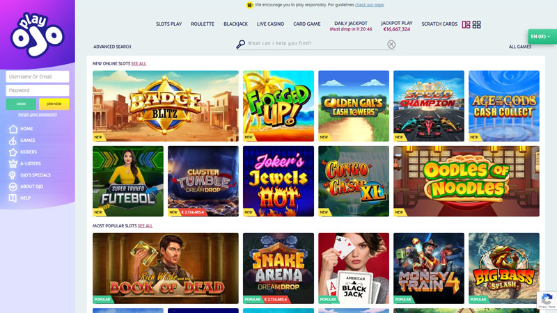 play-ojo-casino slots screenshot