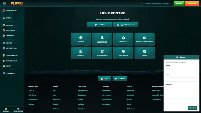 playio support screenshot