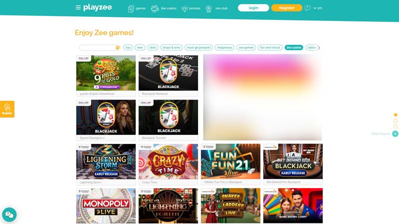 playzee-casino live screenshot