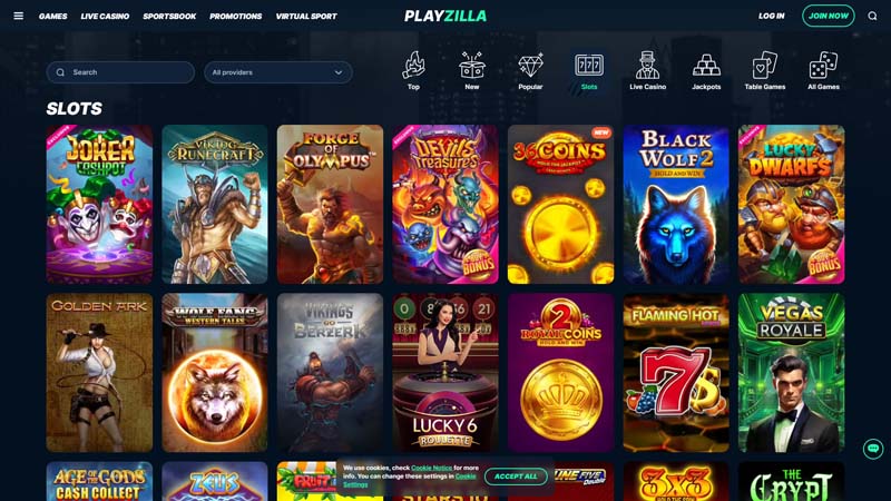 playzilla slots screenshot