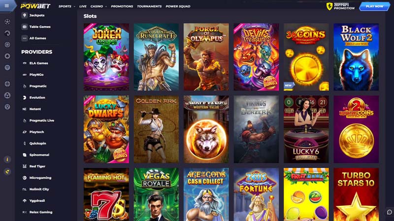 powbet slots screenshot