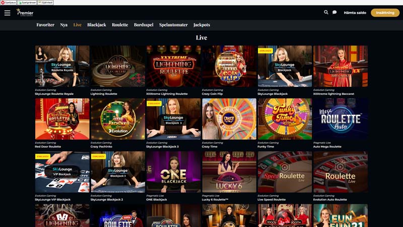 premier-live-casino live screenshot