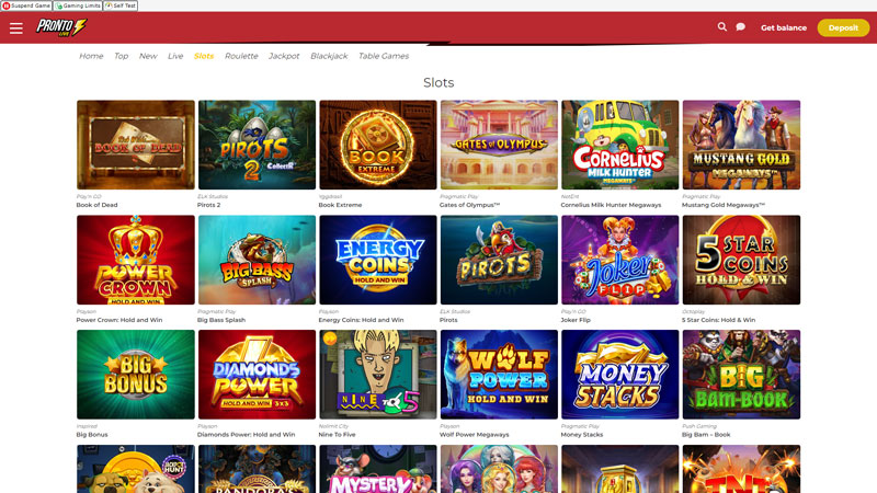 pronto-live slots screenshot