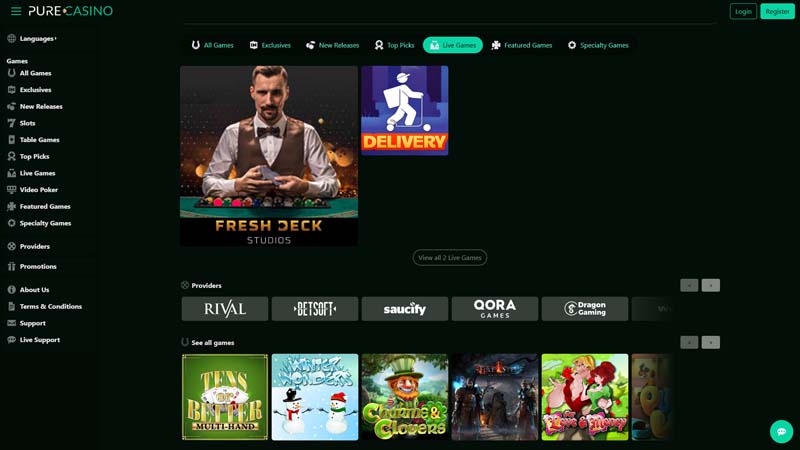 purecasino live screenshot