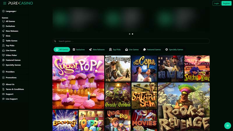 purecasino lobby screenshot