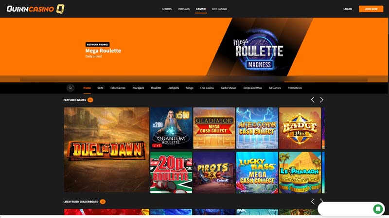 quinnbet lobby screenshot