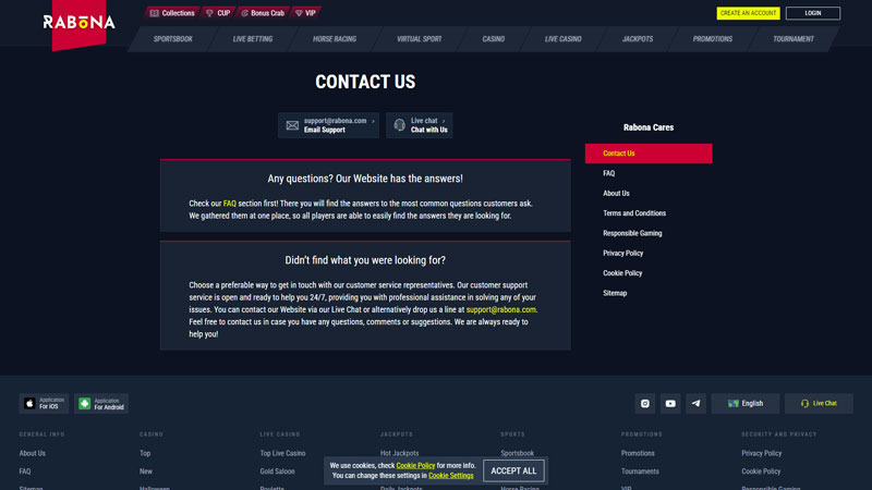 rabona support screenshot