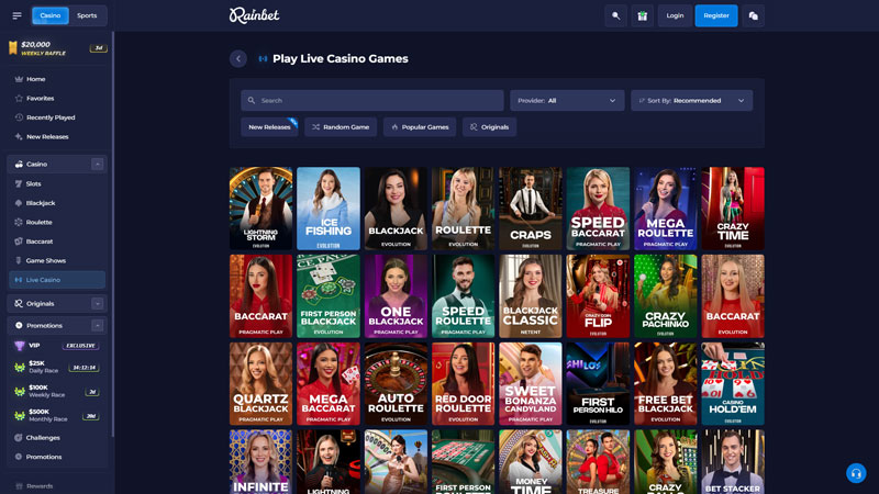 rainbet live screenshot
