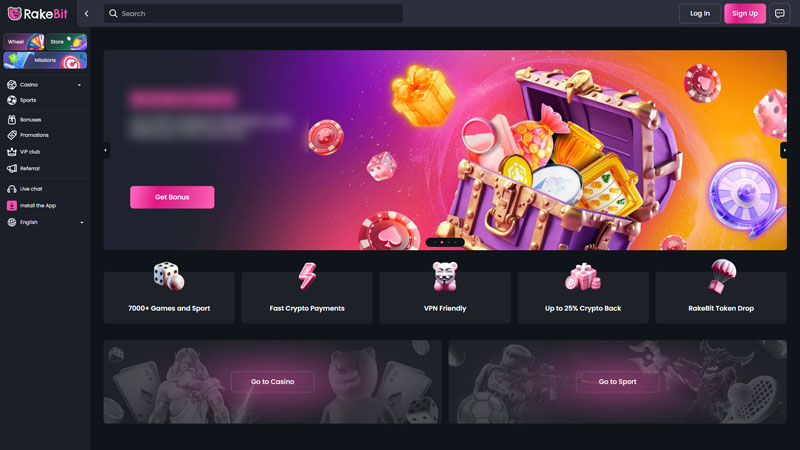 rakebit lobby screenshot