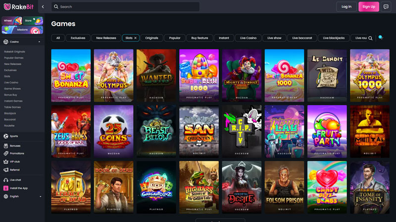 rakebit slots screenshot